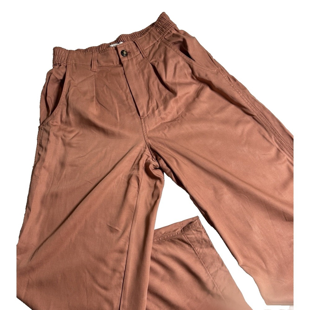 Madewell Huston Women Size 2 brown Pleated Wide Leg crop pant elastic waist